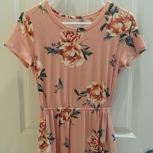 Orange and cream floral dress
